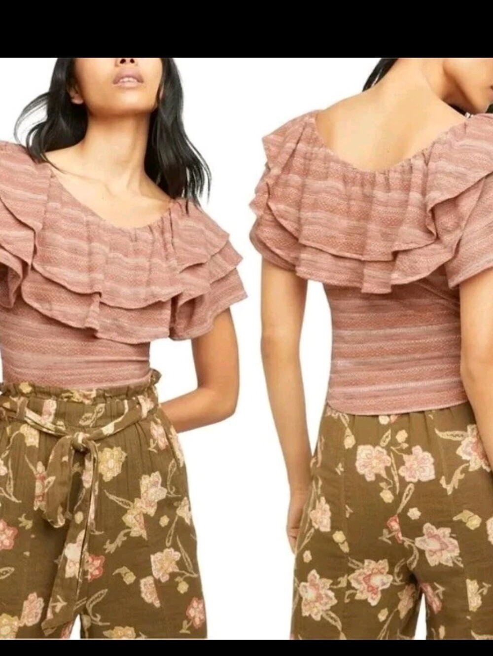 Free People Heirloom Ruffle Top Doe Combo Size S -A Few Snags